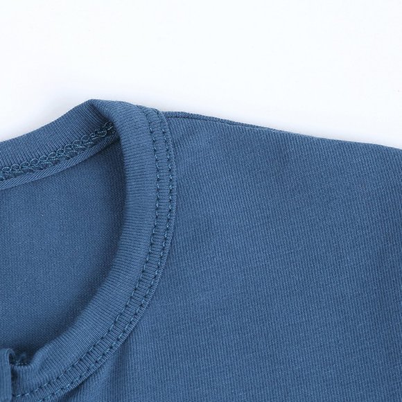 *NWT* BABY ROMPER Bodysuit Short Sleeve Long Leg Double Zipper Blue Cotton Boy - Picture 5 of 15